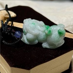 Certified 100% Natural Grade-A Jade Jadeite Multi Colors Pixiu Pendant - New